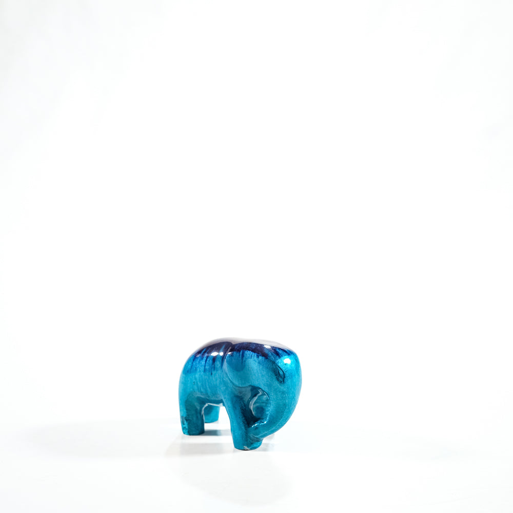 Elephant Ornament, Trunk down  - Brushed Aqua