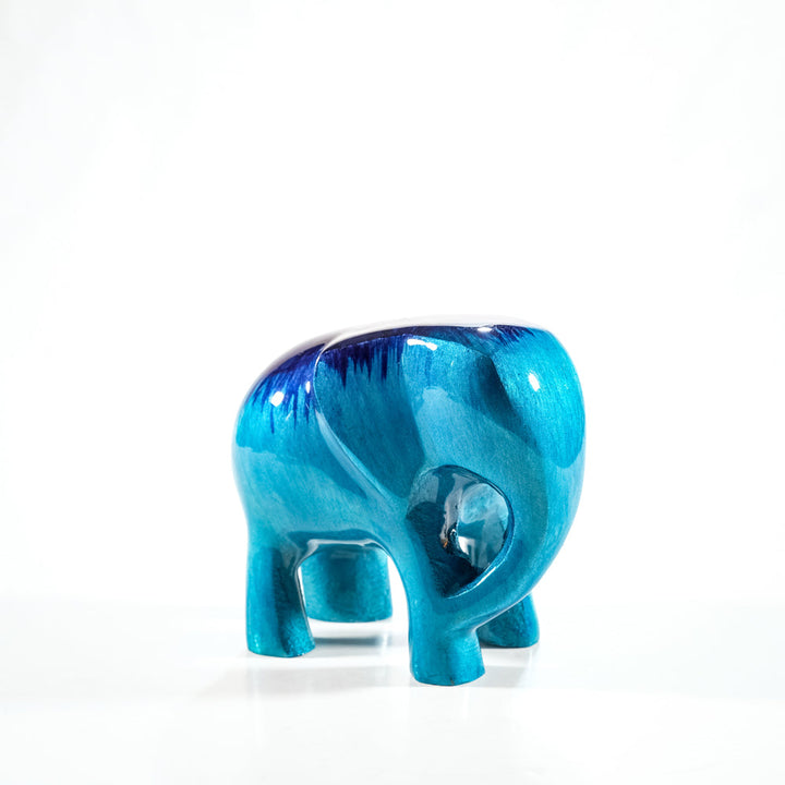 Elephant Ornament, Trunk down  - Brushed Aqua