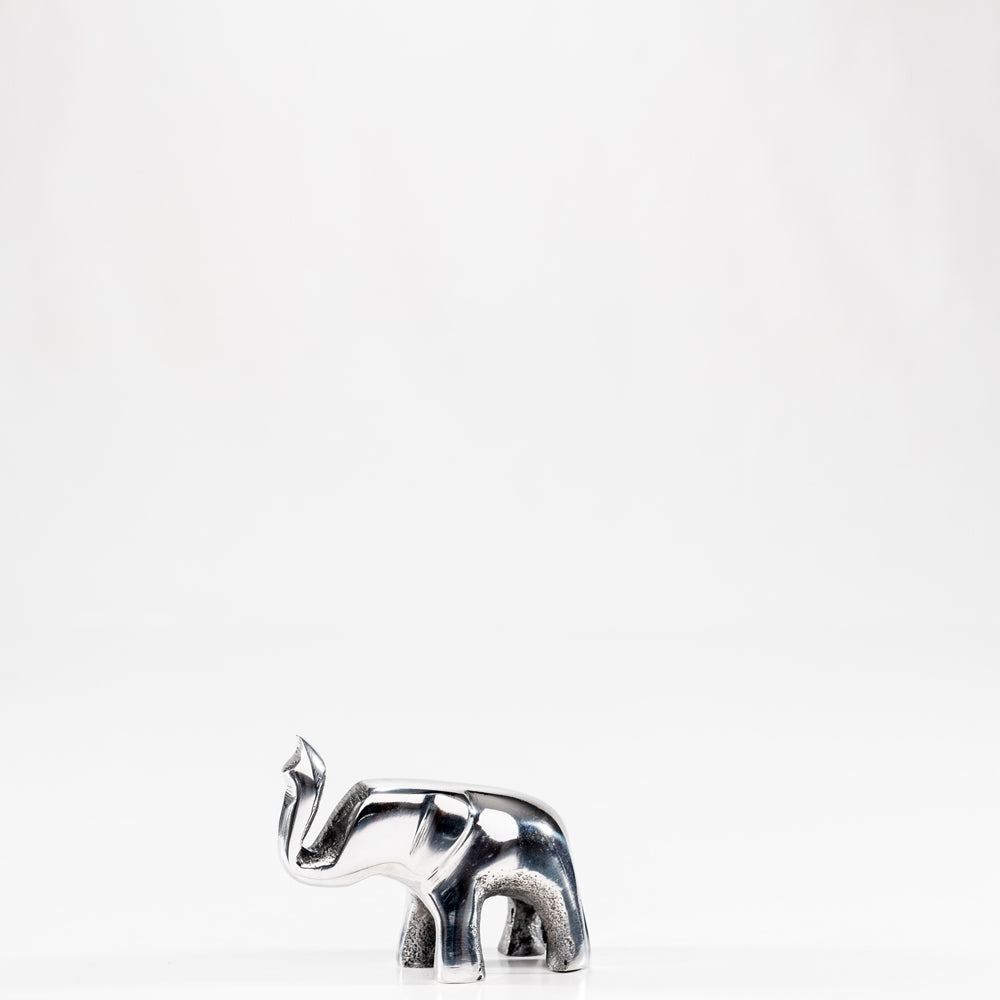 Elephant Ornament, Trunk Up  - Polished Silver
