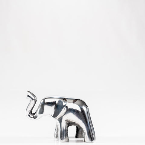 Elephant Ornament, Trunk Up  - Polished Silver