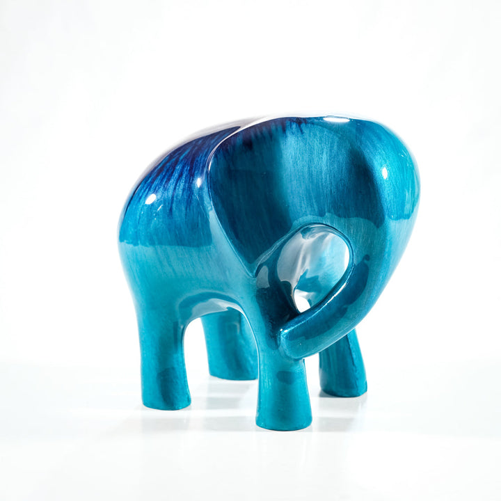 Elephant Ornament, Trunk down  - Brushed Aqua