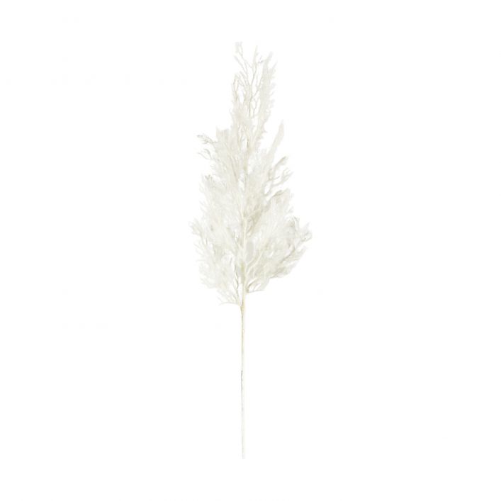 White Flocked Faux Stem