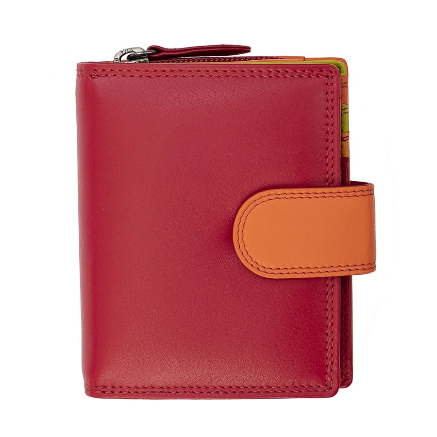 Soft Leather Colourful  Trifold Purse - Camellia London / Red-Multi