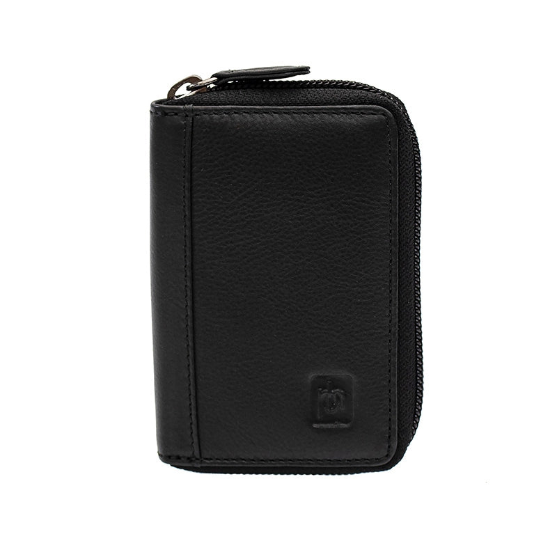 Concertina Leather Credit Card Wallet - Black