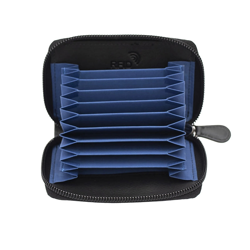 Concertina Leather Credit Card Wallet - Black