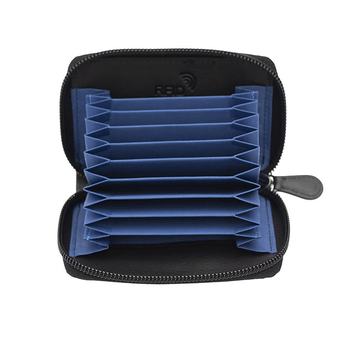 Concertina Leather Credit Card Wallet - Black