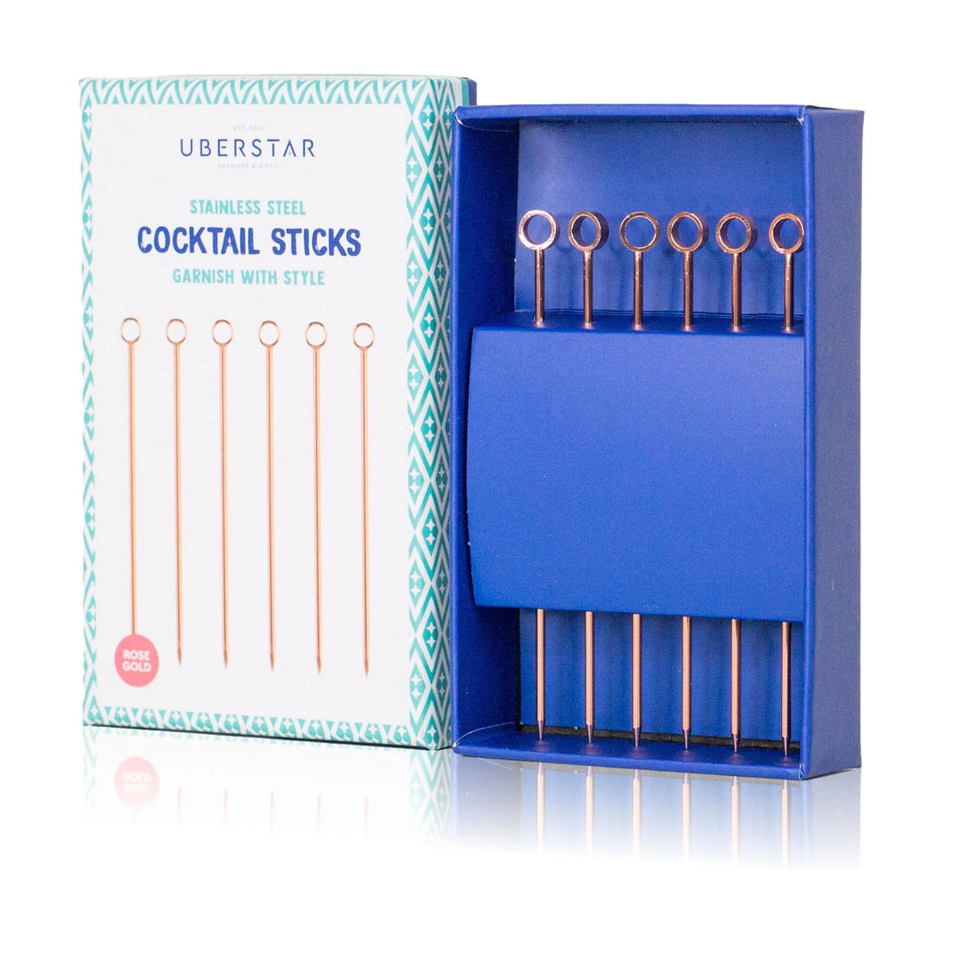Stainless Steel Cocktail Sticks Set - Rose Gold