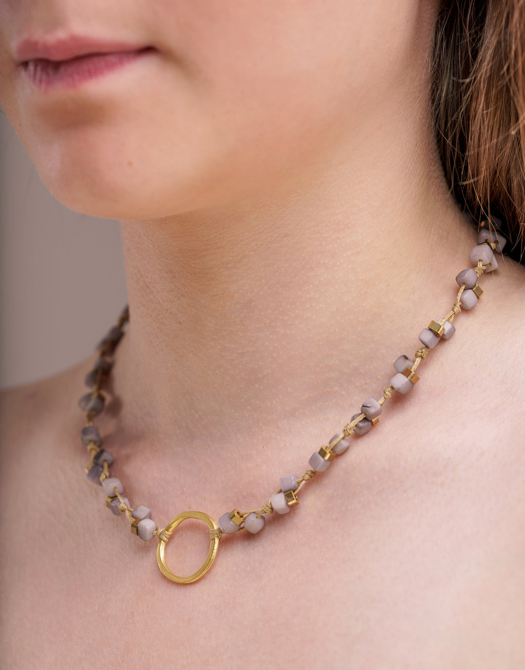 Dainty Tagua Necklace - Grey
