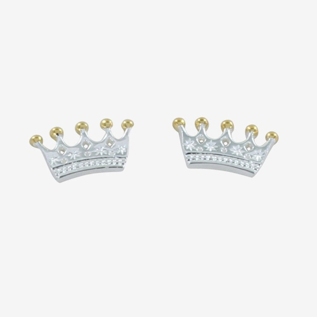 Crown Stud Earrings - Silver