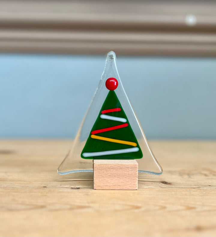 Mini Standing Christmas Tree Glass Ornaments - Designs Vary