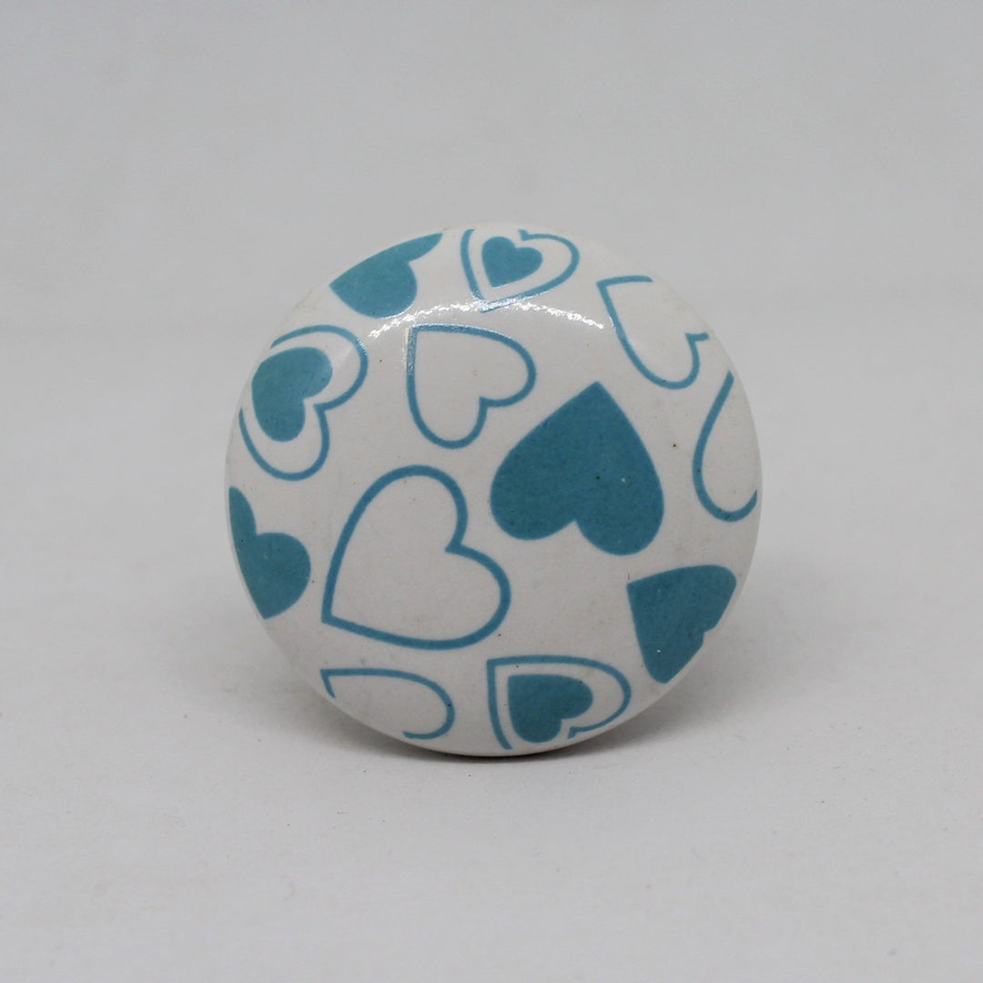 Blue Hearts Flat Knob
