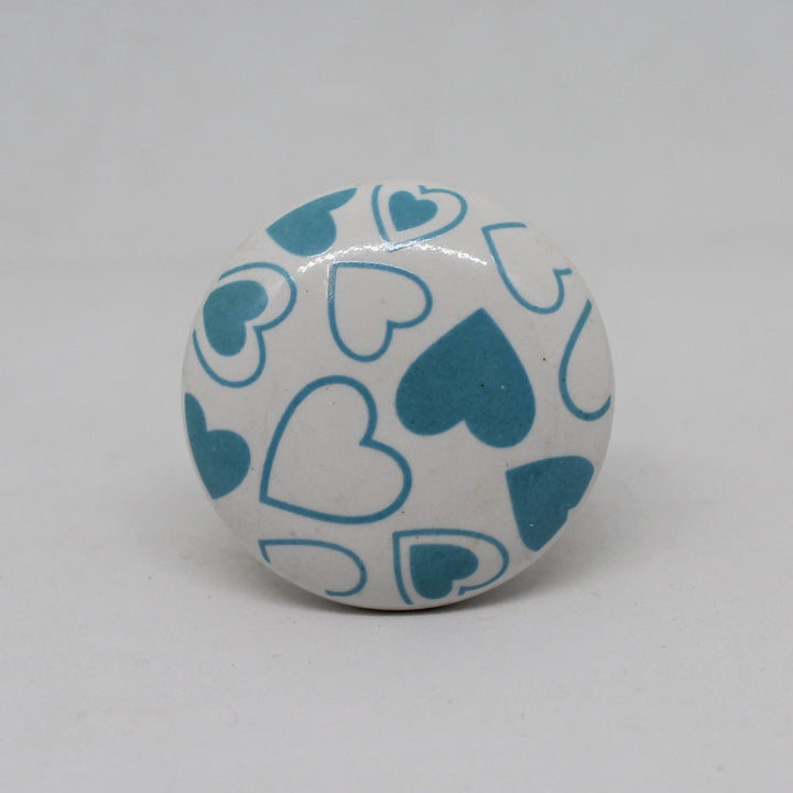 Blue Hearts Flat Knob