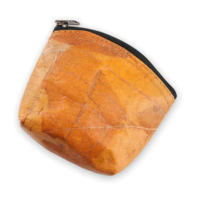 Teak Vegan Leaf Leather Coin Purse