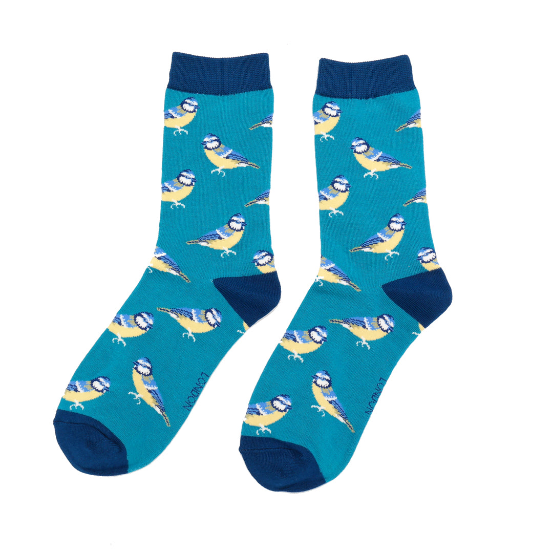 Ladies Bamboo Socks - Blue Tits