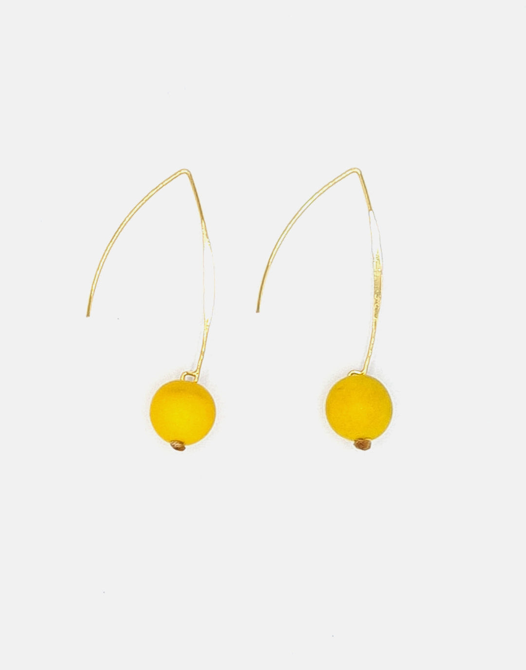 Minimal Drop Tagua Earrings - Yellow
