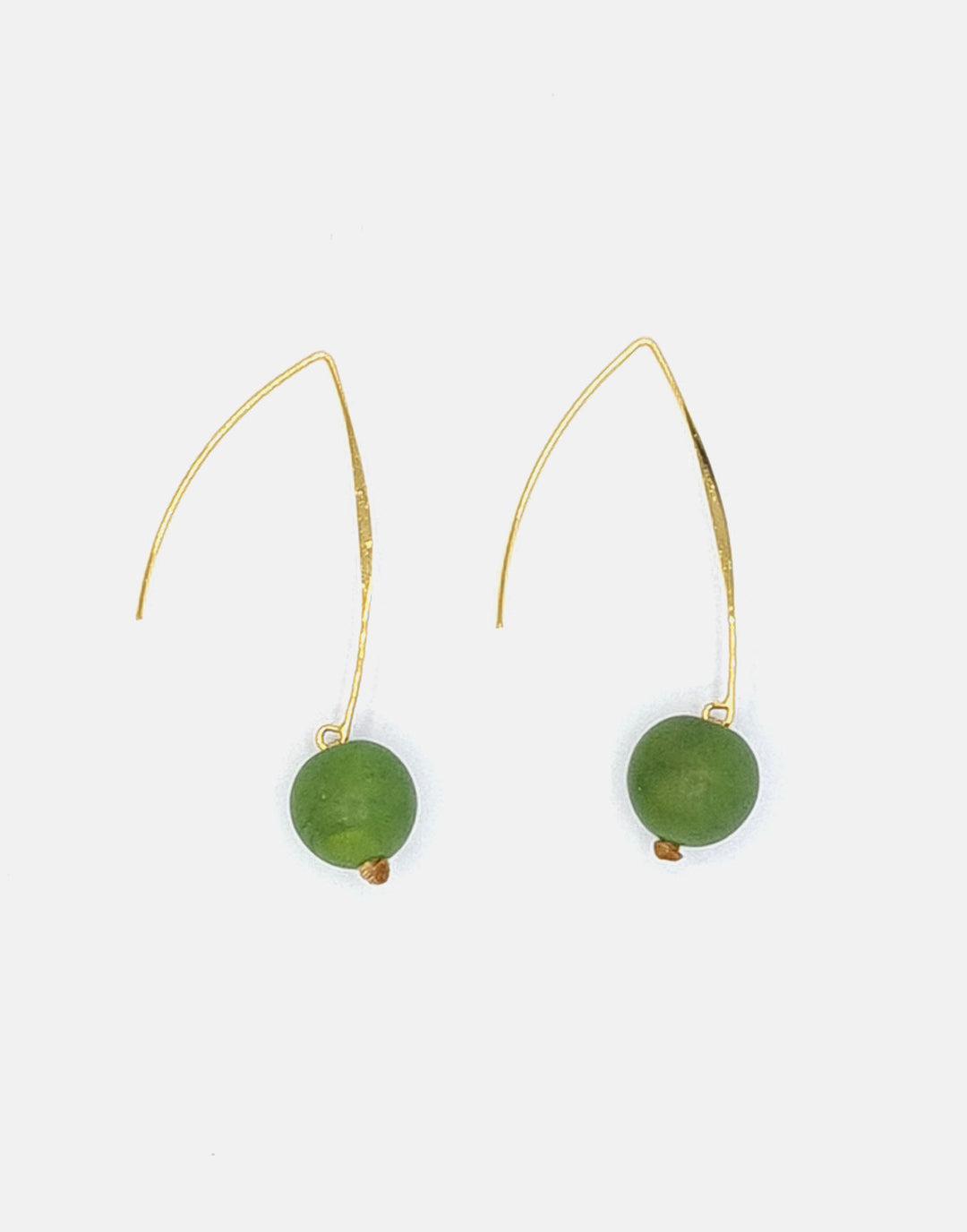 Minimal Drop Tagua Earrings - Green