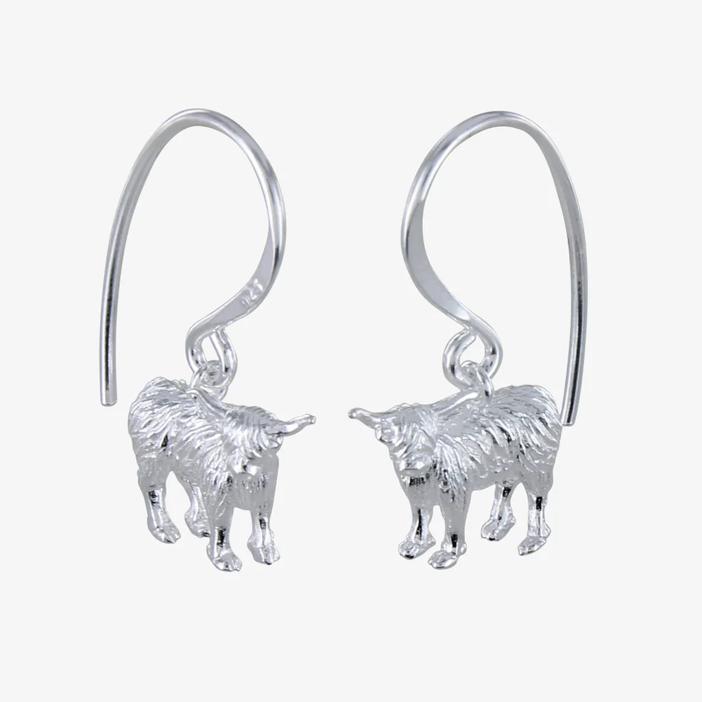Highland Cow Sterling Silver Drop Earrings