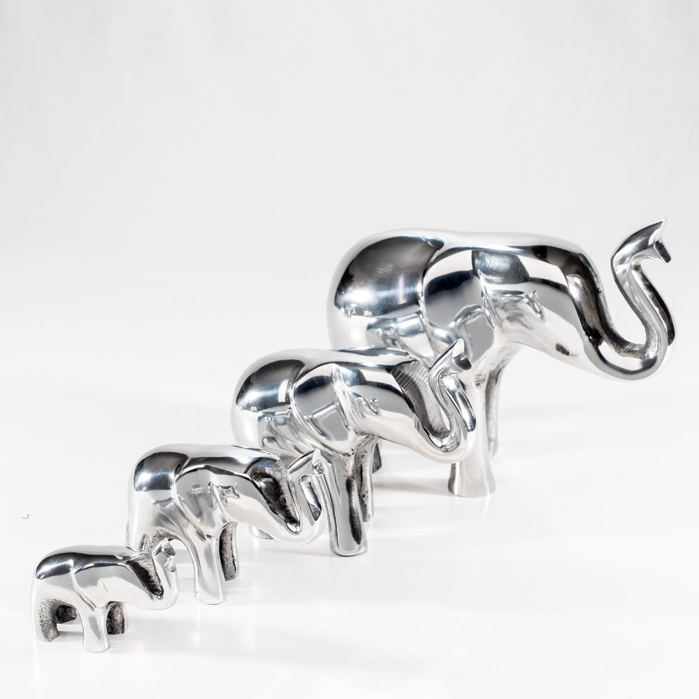 Elephant Ornament, Trunk Up  - Polished Silver