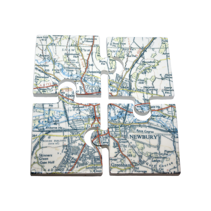 Vintage Map Jigsaw Coaster Set/Pot Stand