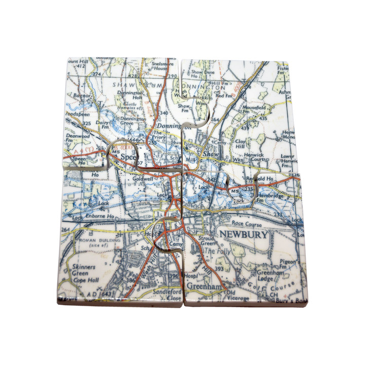 Vintage Map Jigsaw Coaster Set/Pot Stand