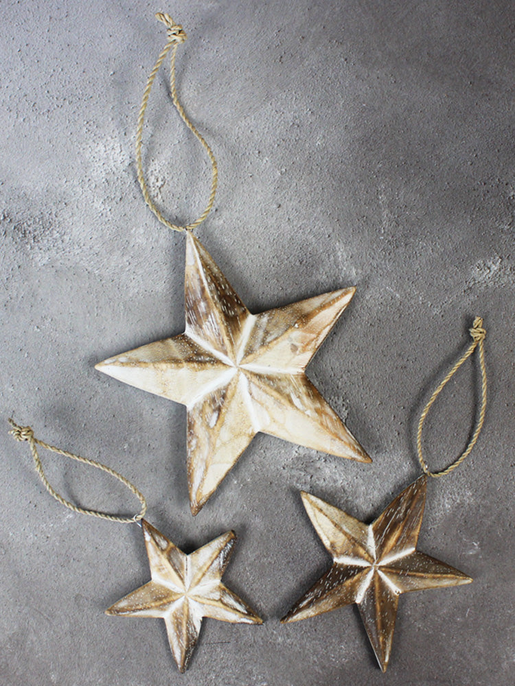 Medium Hanging Wooden Star - Natural