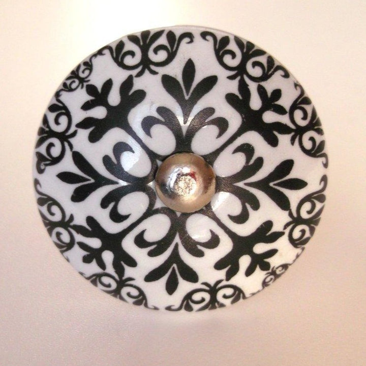 White with Painted Black Pattern Knob
