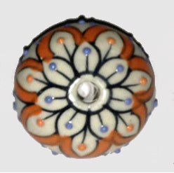 Orange and White Flower Knob