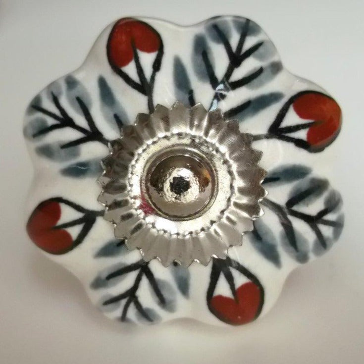 White and Brown Flower Pattern Knob