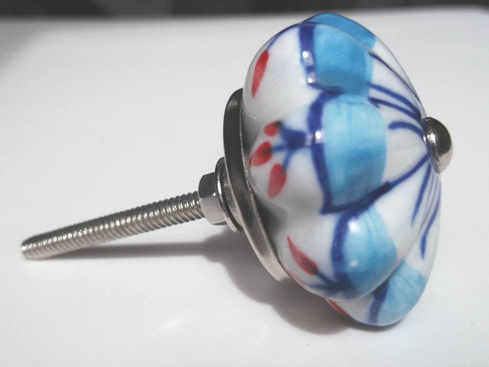 Blue Pattern Flower Knob