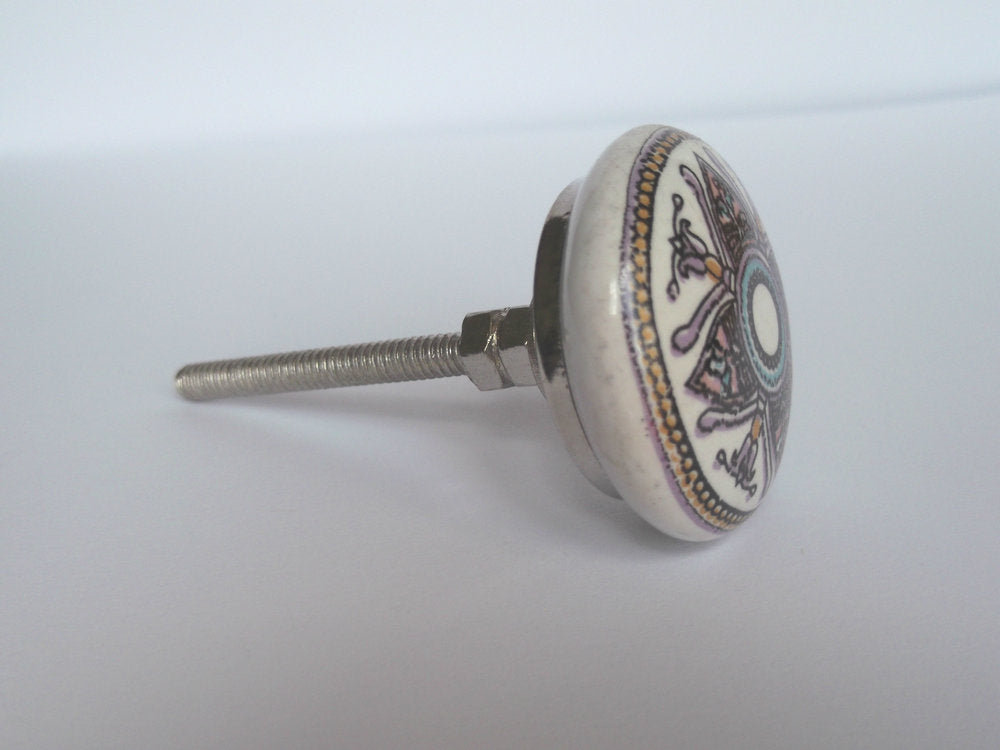 Pink and White Pattern Knob