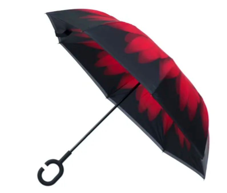 Inside Out Umbrella - Red Daisy Stick