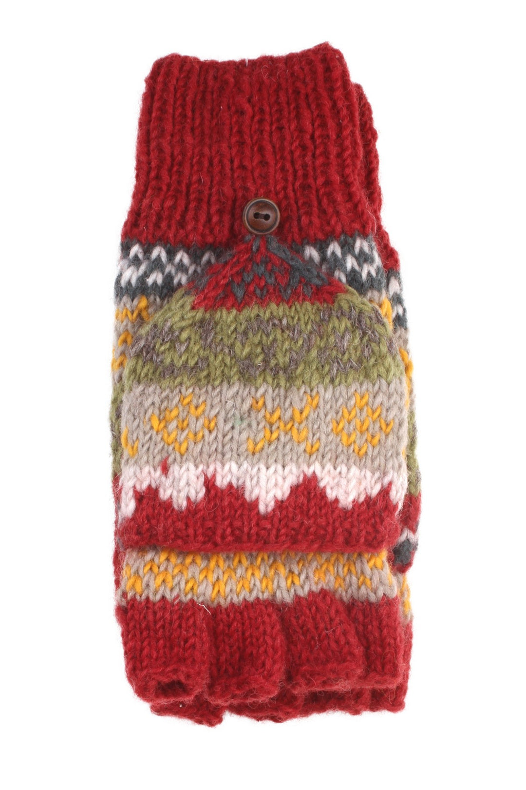 Classic Fairisle Glove Mitts - Rust