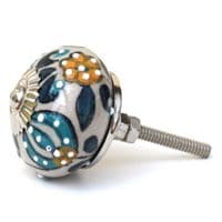 Green/ Turquoise Embossed Knob