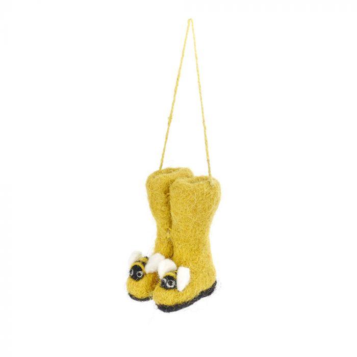 Bumblebee Wellington Boots Felt Hanging Decoration