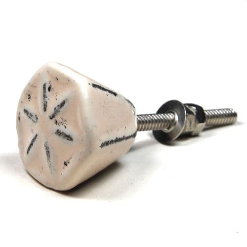 Cream Hexagonal Distressed Knob