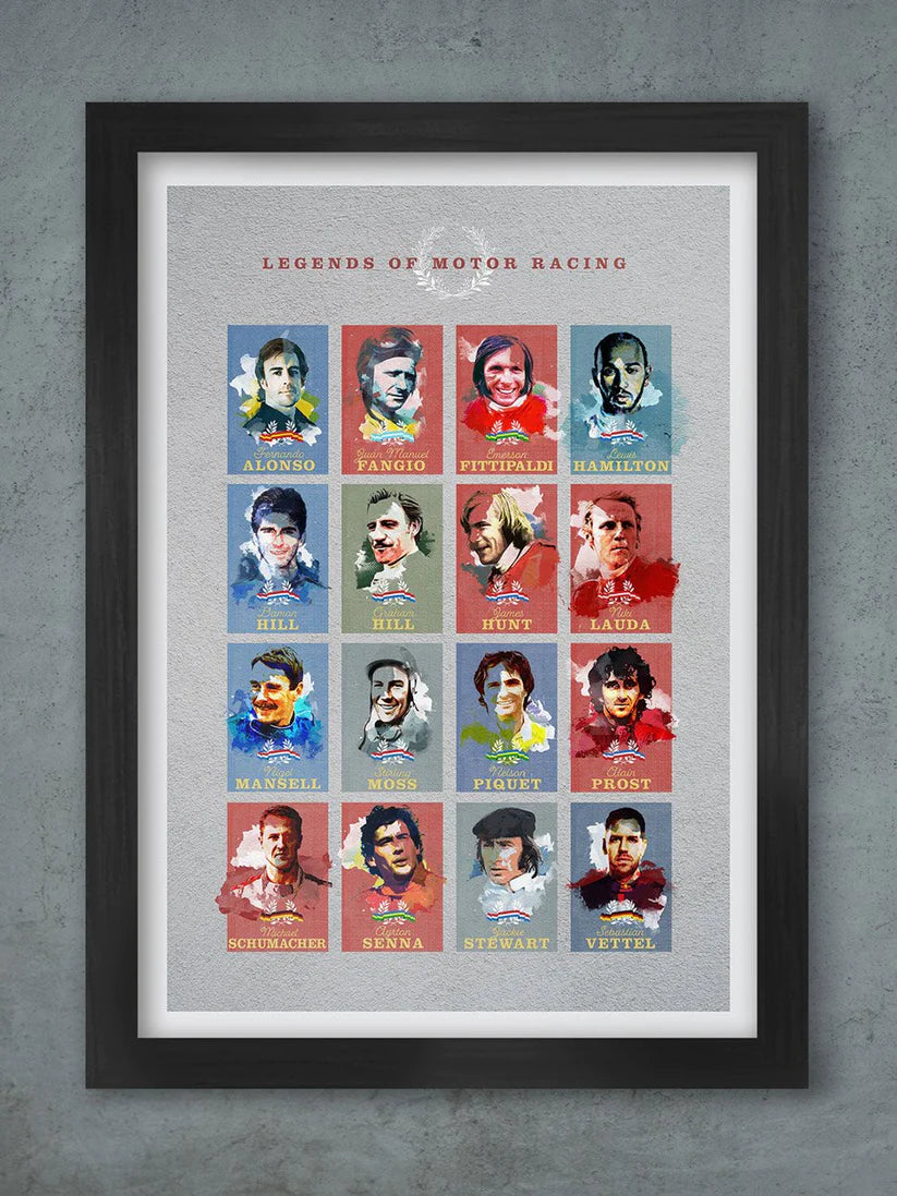 Legends of Motor Racing - A3 Framed Print