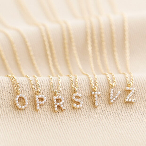 Tiny Pearl Initial Charm Necklace