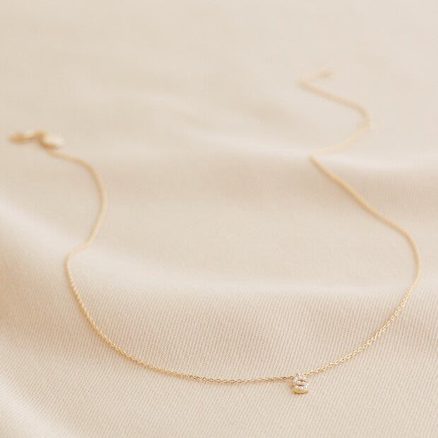 Tiny Pearl Initial Charm Necklace