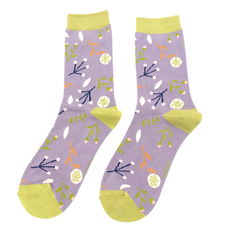 Ladies Bamboo Socks  - Dandelion Floral