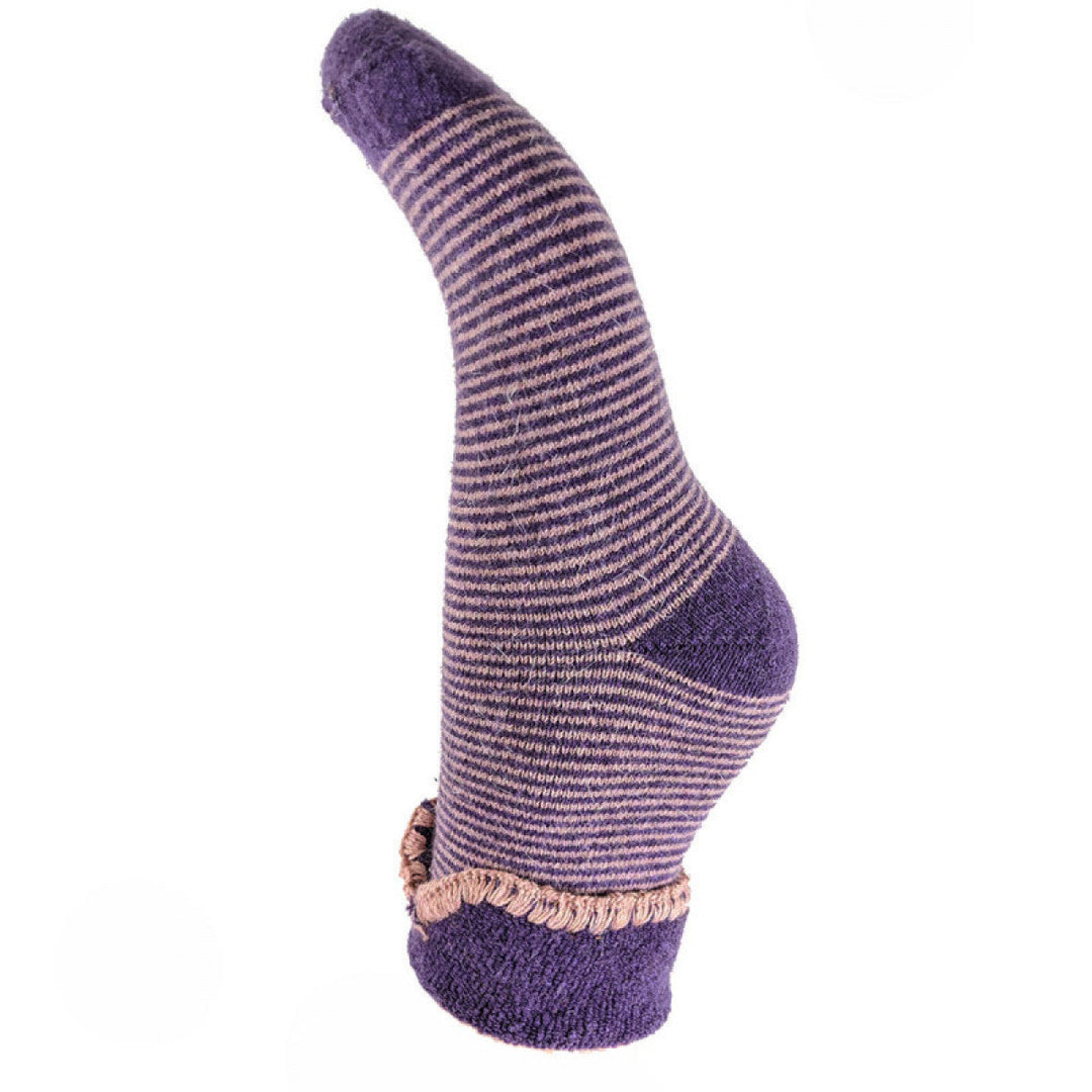 Ladies Cuff Sock - Lilac/Pink Stripes