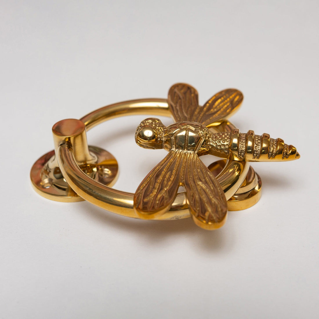 Dragonfly Door Knocker with Ring - Brass Finish