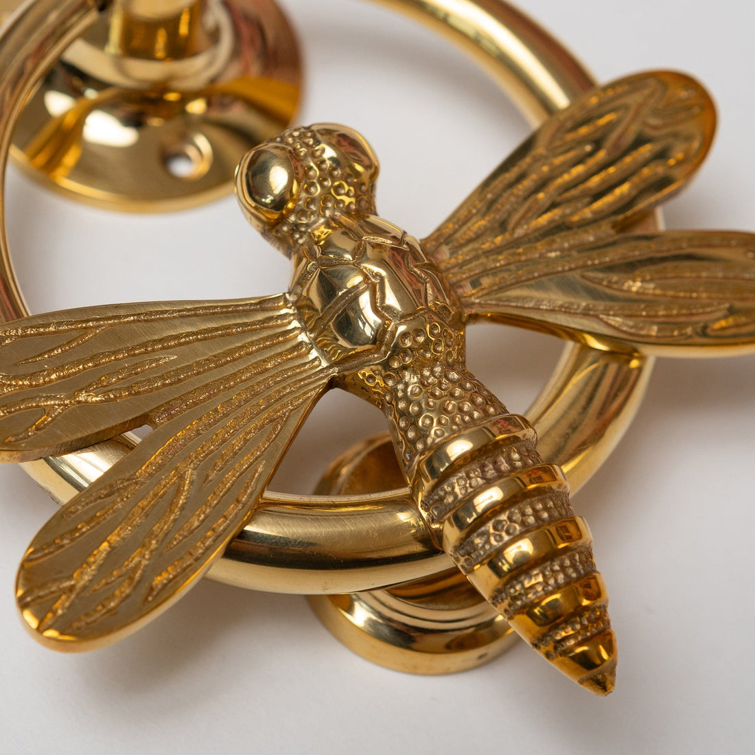 Dragonfly Door Knocker with Ring - Brass Finish