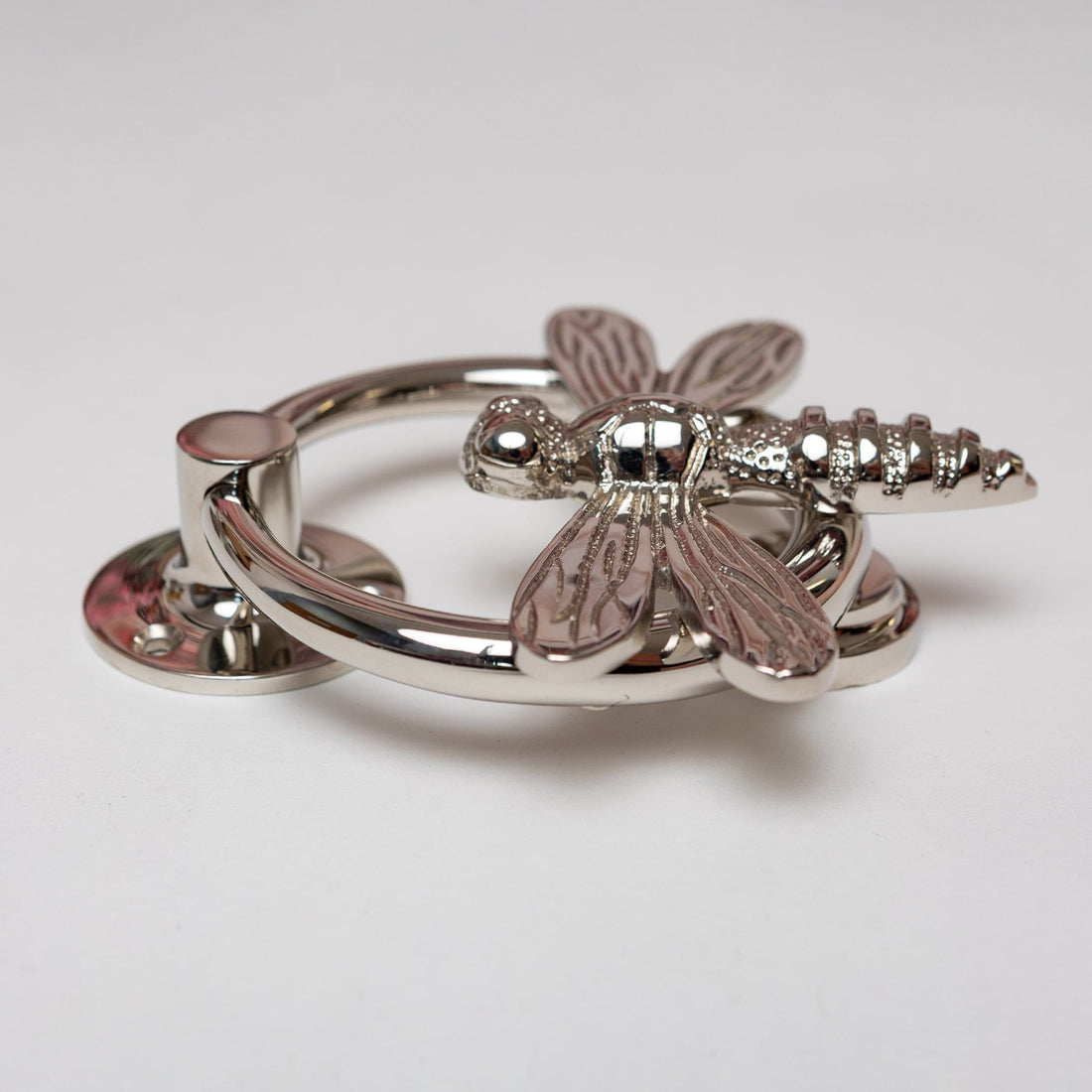Dragonfly Door Knocker with Ring - Nickel Finish