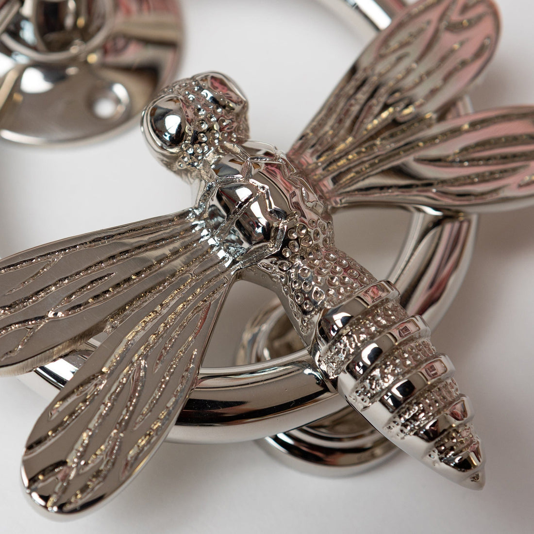 Dragonfly Door Knocker with Ring - Nickel Finish