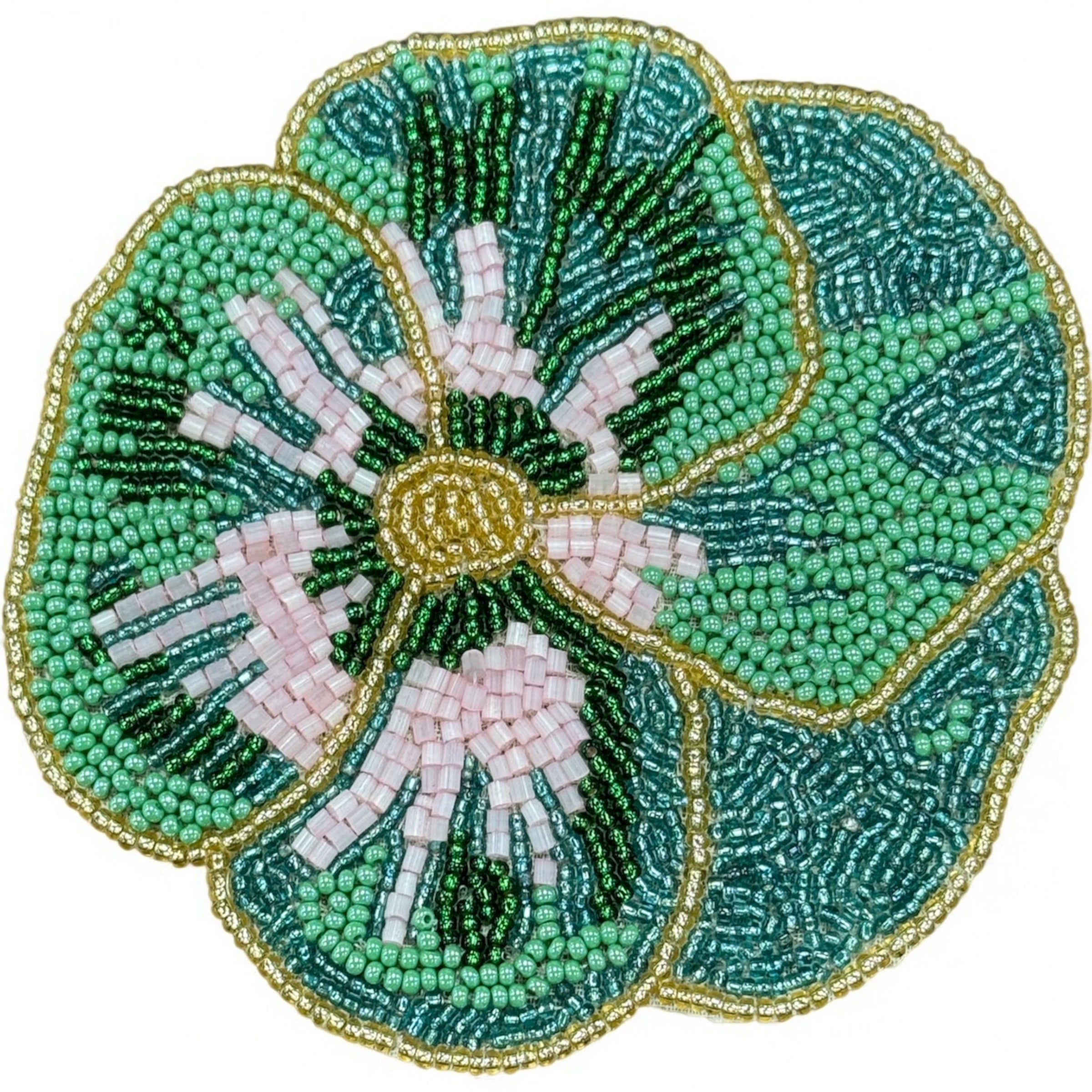 Pansy Flower Beaded Coasters