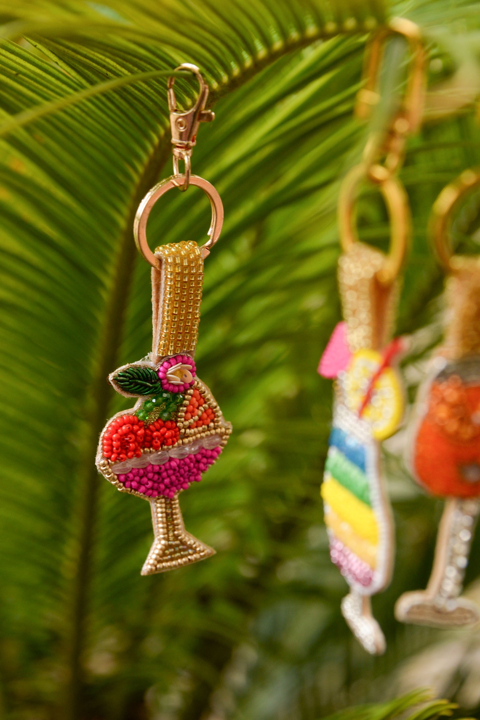 Fruity Cocktail Beaded Keyring