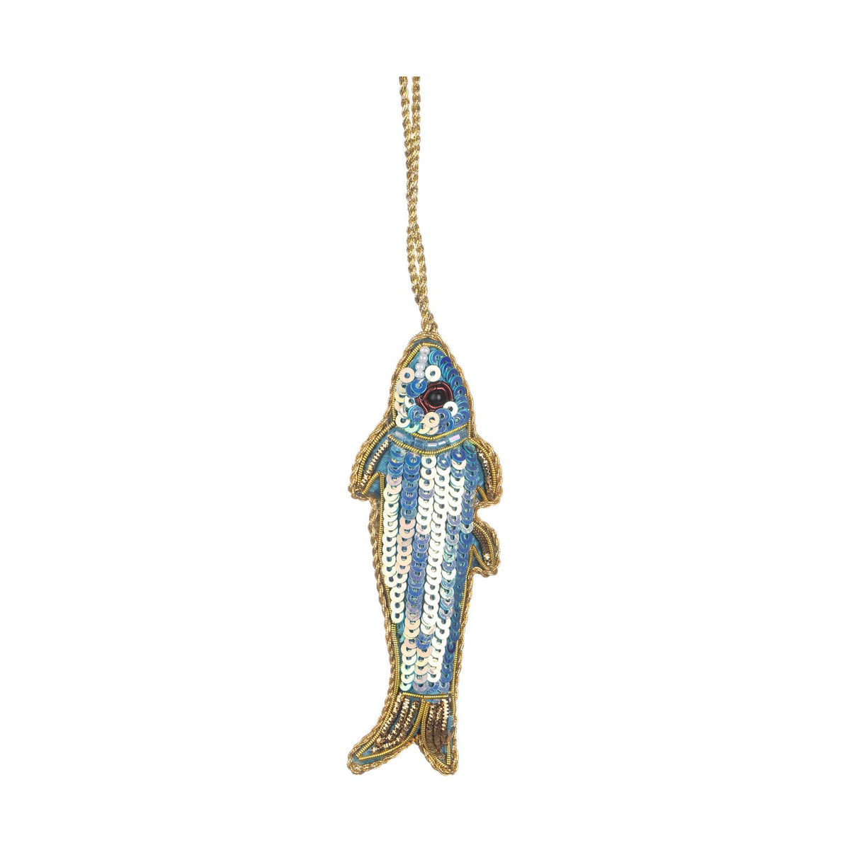 Sequined Blue Fish Hanging Decoration