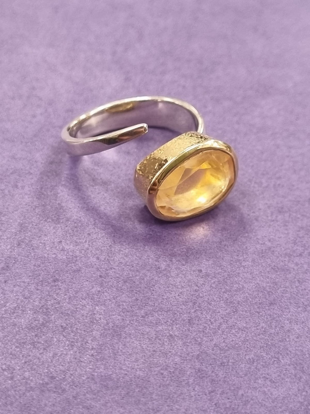 Maha Gold Plate & Sterling Silver Ring - Citrine