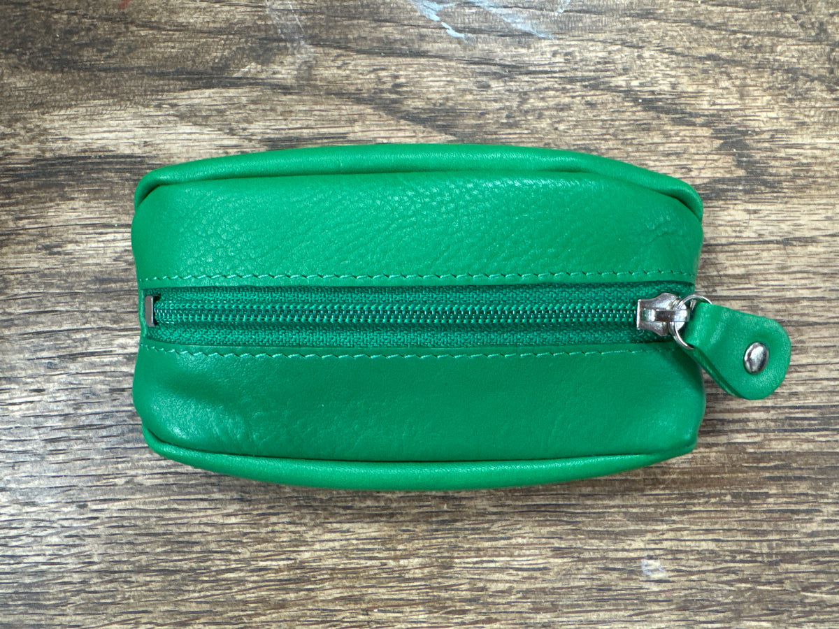 Small Leather Zipper Keyring Pouch