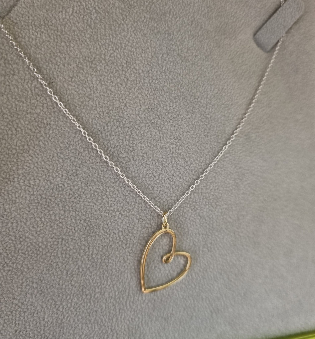 Looped Heart 18ct Gold Plated Sterling Silver Necklace
